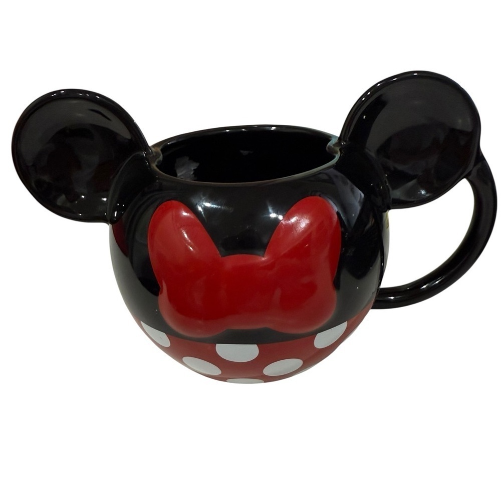 Disney Minnie Mouse Icon Signature Ceramic Mug 23ounce 3D Ears Raised Bow New